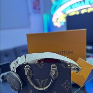 Louis Vuitton Monogram Mini Alma BB in Brown with Cream Strap